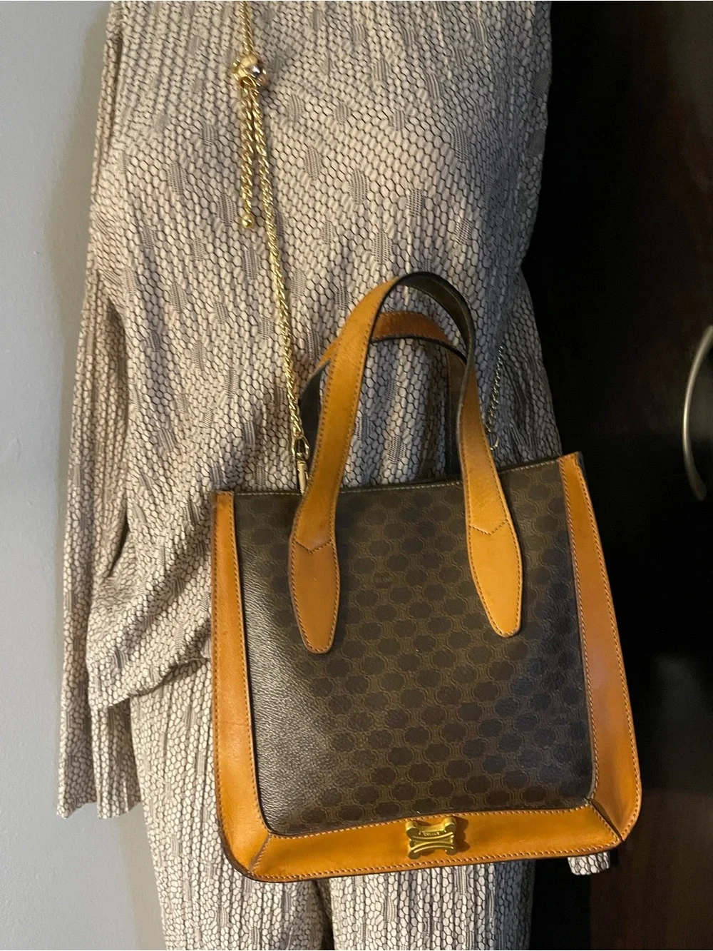 Authentic vintage Celine canvas satchel bag
